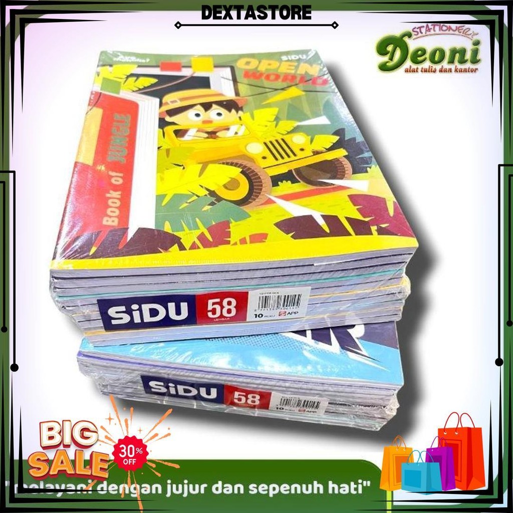 

Sidu Buku Tulis 58 Lembar (1 Pack/ 10 Buku) Tema Random D Gratis Ongkir