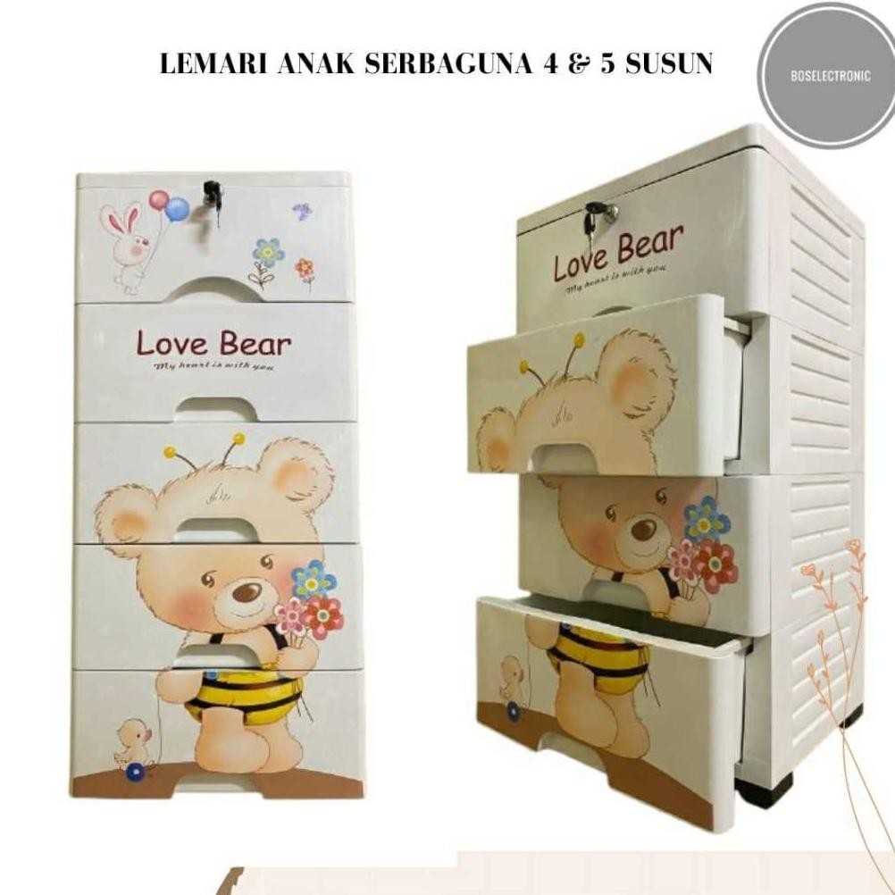 Lemari Pakaian Plastik Susun 4 Susun 5 Lemari plastik Babby Karakter Lucu