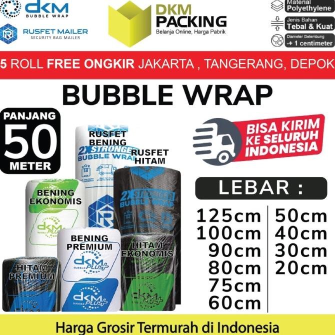 

tersedia plastik bubble wrap packing 50m dkm+ rusfet bubblewrap tebal roll