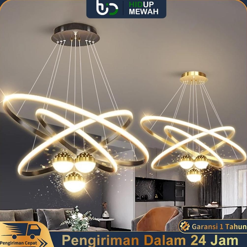 Lampu Gantung Elegan Bulat Lampu gantung Tiga Warna Cahaya Ruang Tamu Ruang Makan Lampu