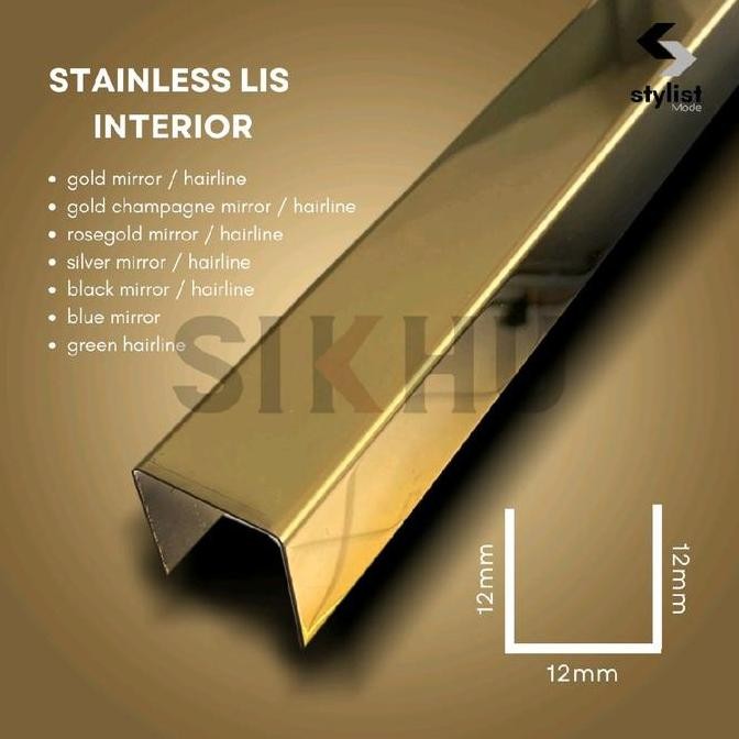 Stainless Lis Interior | Lis U Stainless 12 X 12 X 12Mm Siap Kirim