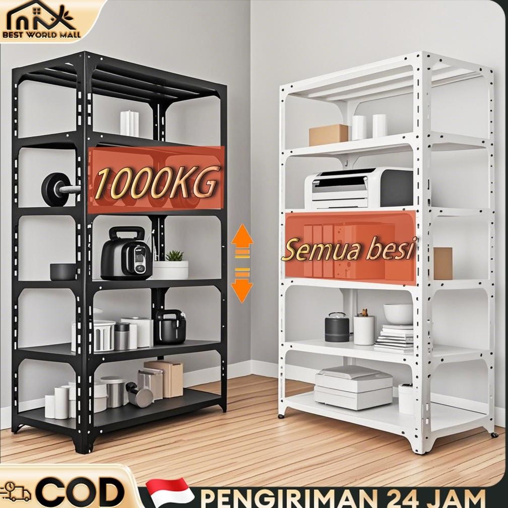 Rak Susun Rak Besi Siku 5 Susun Rak Gudang Rak Besi Siku Lubang Rak Serbaguna 40*120*200