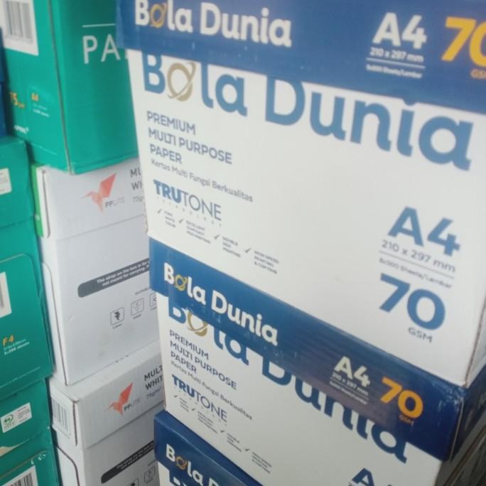 

Kertas HVS / Kertas Photocopy A4 70 gr Bola Dunia 1 rim murah