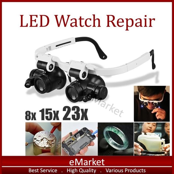 

Kaca Mata Servis Jam LED / Kacamata Pembesar / Lampu Reparasi / Eyelas