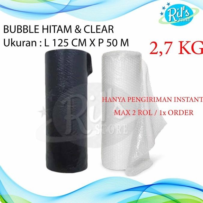 

tersedia bubble wrap 125cm x 50m putih - hitam 2.7 kg / bubble packing paket