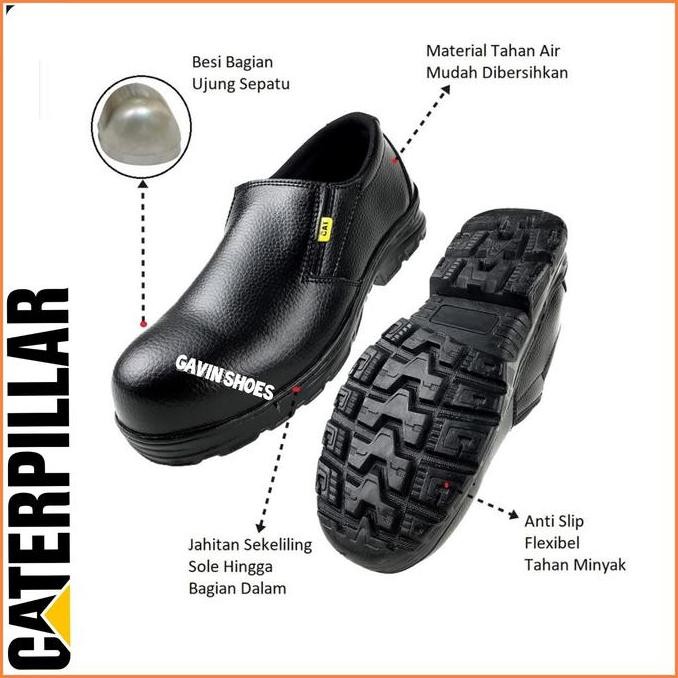 Diskon SEPATU KERJA PROYEK PABRIK UJUNG BESI SOL DI JAHIT SEKELILING / SEPATU SAFETY CATERPILLAR_PRI