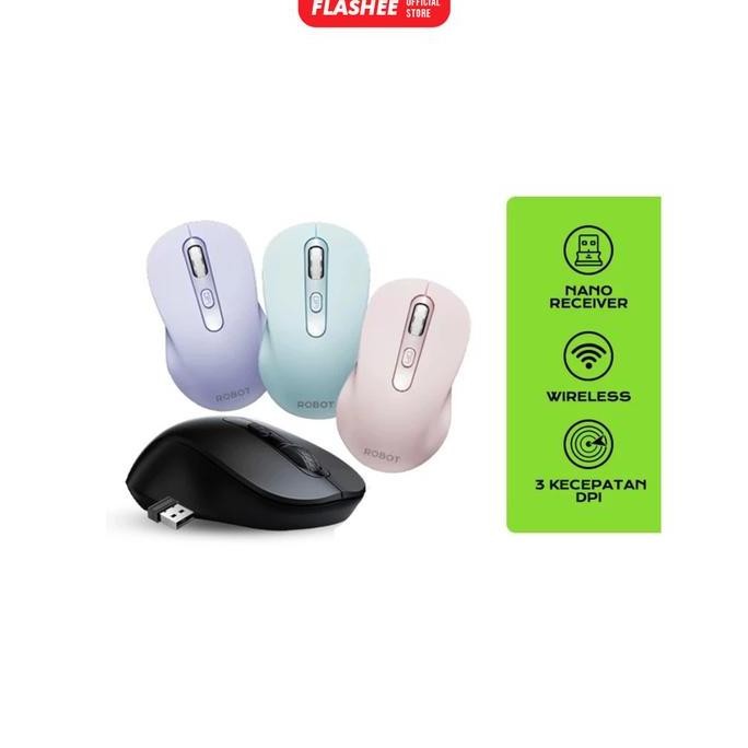 Flashee Mouse Laptop Wireless Robot M206 Mouse Laptop Tanpa Kabel New Stok