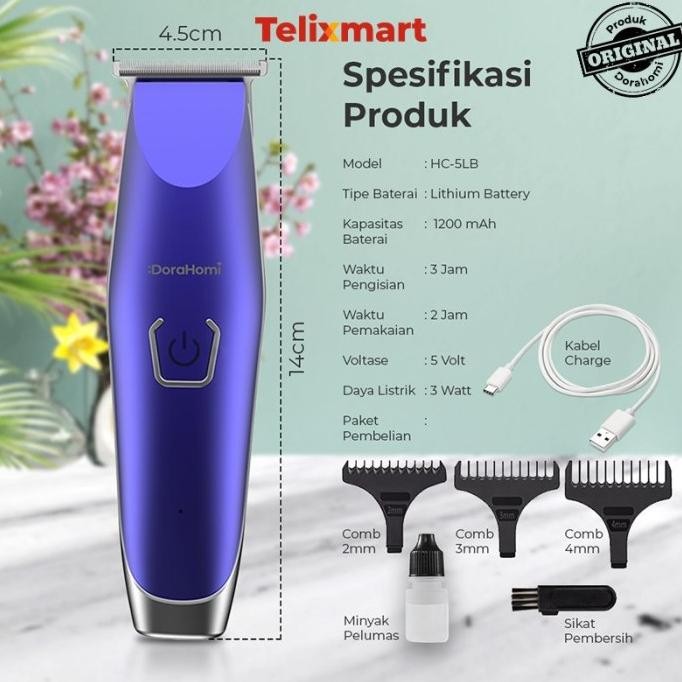 Dorahomi Mesin Cukur Rambut Alat Pencukur Kumis Jenggot Baterai Cas