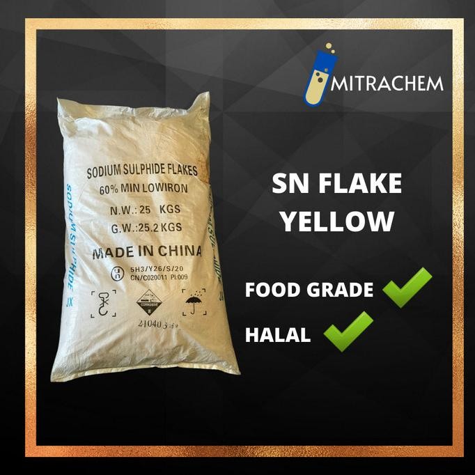 

SODIUM SULPHIDE FLAKES | SN FLAKE YELLOW | EX RRC | FOOD GRADE | 25KG