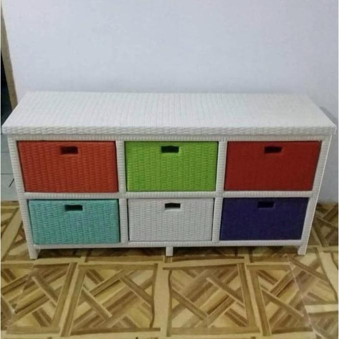 TERBARU - Laci rotan sintetis 6 laci