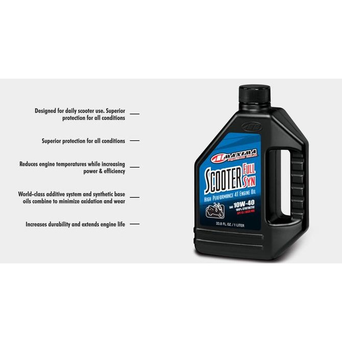 Maxima Oli Scooter Full Syn - 10W-40, Liter/33.8Oz - Asli