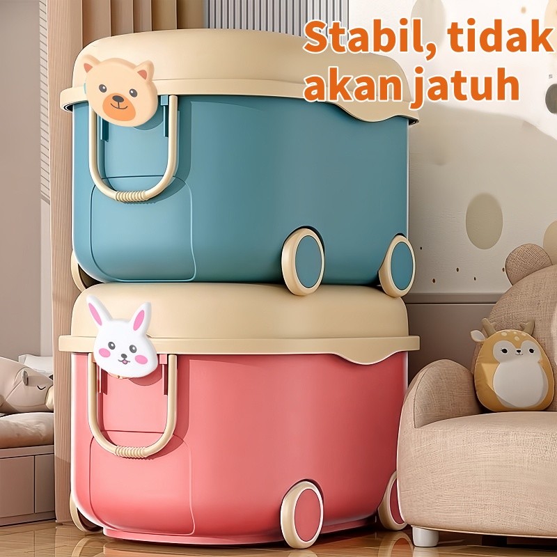 Storage Box Kotak Penyimpanan Mainan Anak dengan Roda dan Penutup Lego Toy Storage Box Kotak
