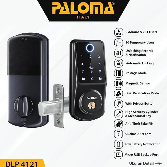 Paloma Dlp 4121 Digital Lock Smart Home Door Kunci Pintu Deadbolt Wifi