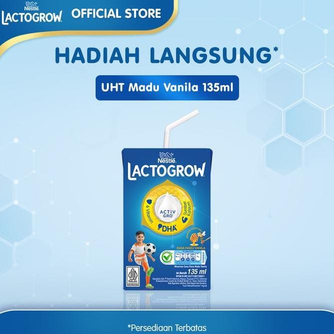 Promo Nestl Lactogrow Pro 1+ Plain Susu Anak 1-3 Tahun Box 735G + Free Uht Madu Vanilla 135Ml 2Pcs