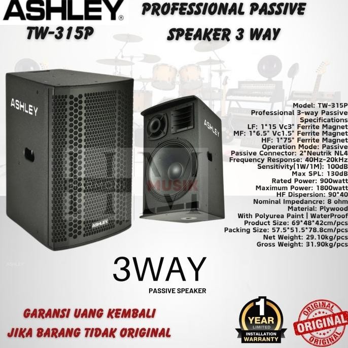 Terlaris Speaker Pasif Ashley Tw 315P Original 15 Inch Passive 3 Way Tw315P