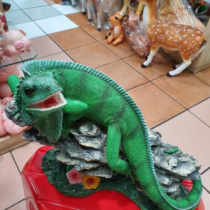 Produk Baru Patung Pajangan Iguana Green Besar Dekorasi Hiasan Taman Kolam Kebun