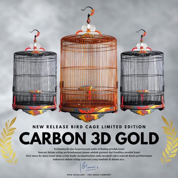 SANGKAR MURAI 3D CARBON GOLD RADJA COMPANY SANGKAR BURUNG BERKUALITAS AME
