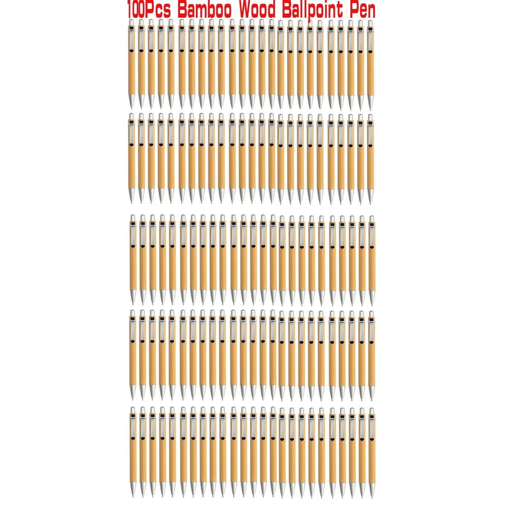 

100Pcs Bamboo Wood Ballpoint Pen Tip Business Signature Ball Pen Office School Wrting Stationery