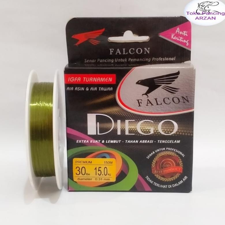 T-56 Senar Pancing Falcon Diego Anti Keriting Hijau Berkualitas
