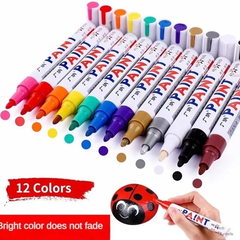 

6Pcs/Set Colorful Permanent Paint Marker Waterproof White Markers Tire Tread Rubber Fabric Paint Metal Paint Marker Pens