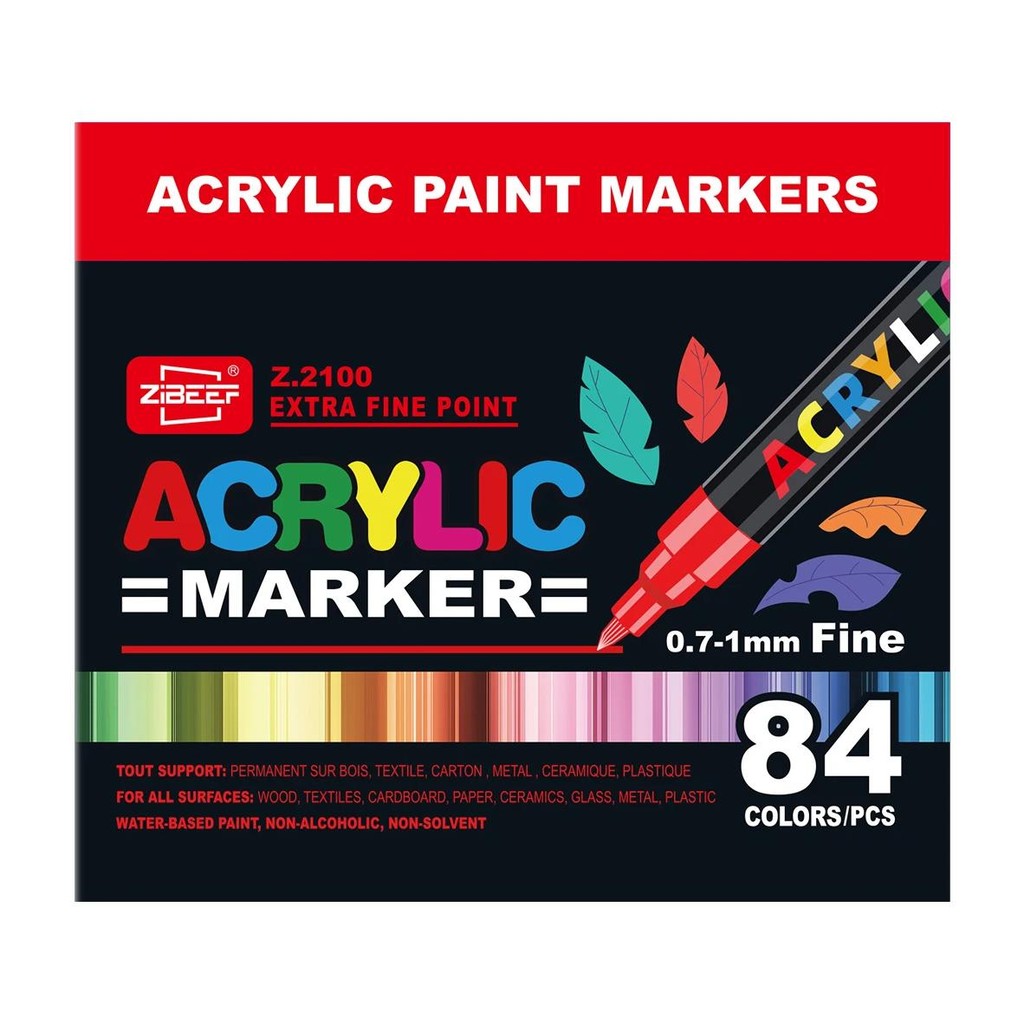 

36/60/84/120-Color Acrylic Paint Marker Pen Sets - Ideal For Artists. Use On Rock Painting, Glass, Ceramic, Fabric, Diy Cards.