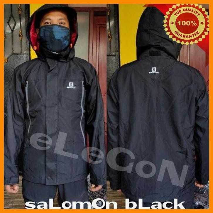 [MAR] JAKET SALOMON BLACK JAKET HIKING GUNUNG TRACKING SALOMON WINDBREAKER