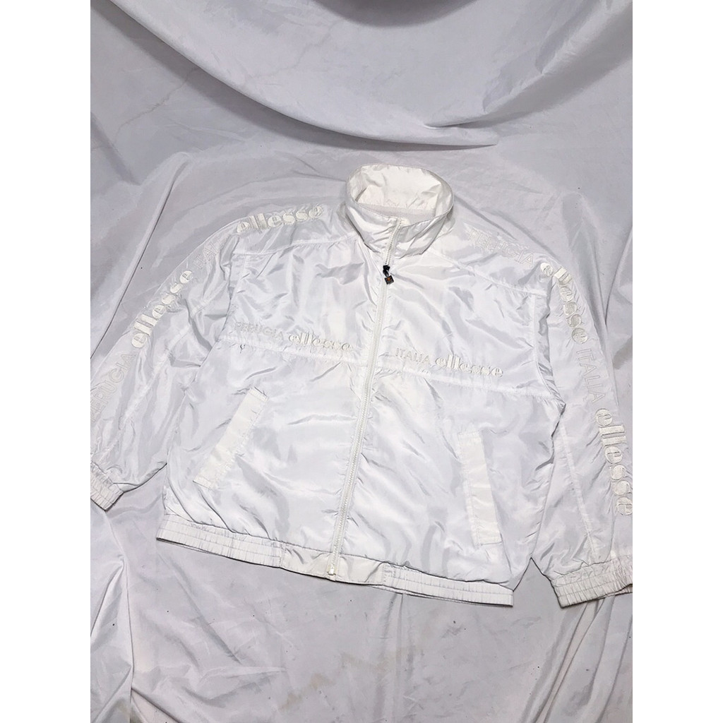 Nego Boskuu > Ellesse Windbreaker Triple White Jacket Ori - All White (Outer/Luaran)|Preloved/2nd/Se