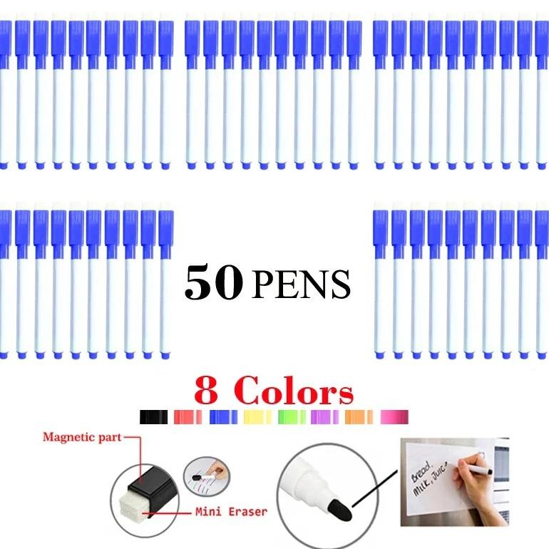 

50 Pcs Dry Erase Whiteboard Markers Watercolor Writing Watercolor Pens Magnetic Writing Supplies 8 Colors Classroom Supplies