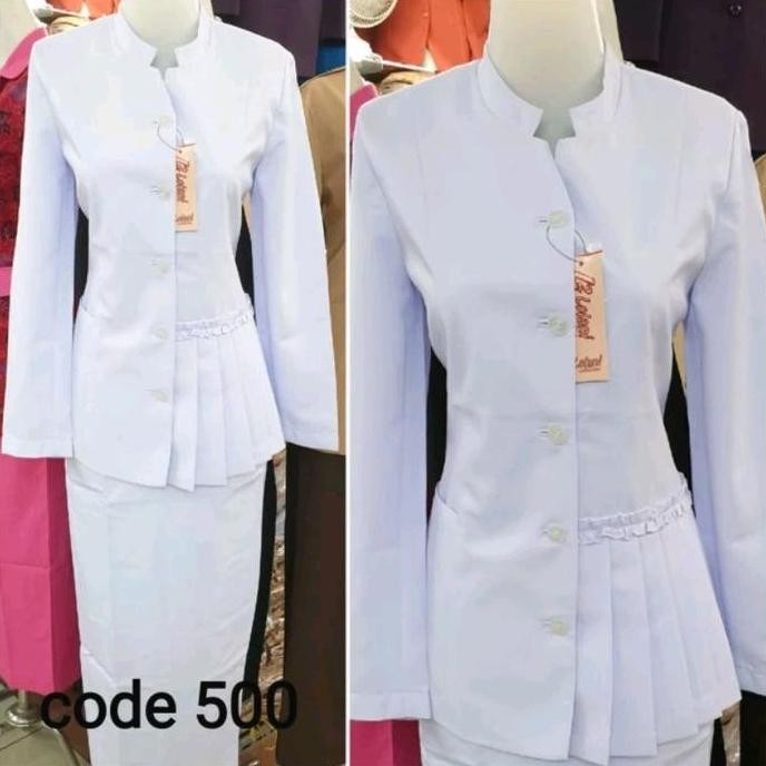 Setelan Putih-putih wanita Baju kerja Atasan putih Perawat Pdh Putih tenaga Kesehatan Blezer putih B