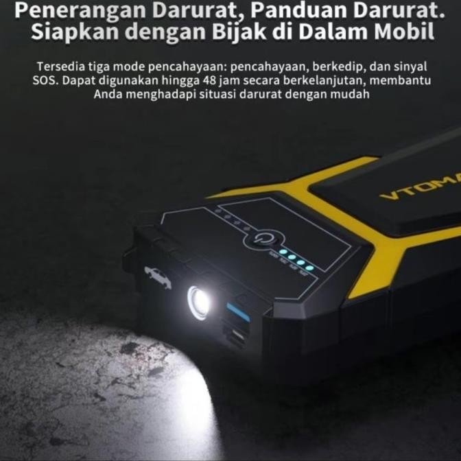 Vtoman V3 Pro Jump Starter Aki Mobil Motor Powerbank 6000Mah Jumper Aki Kendaraan. Powerbank Portabl