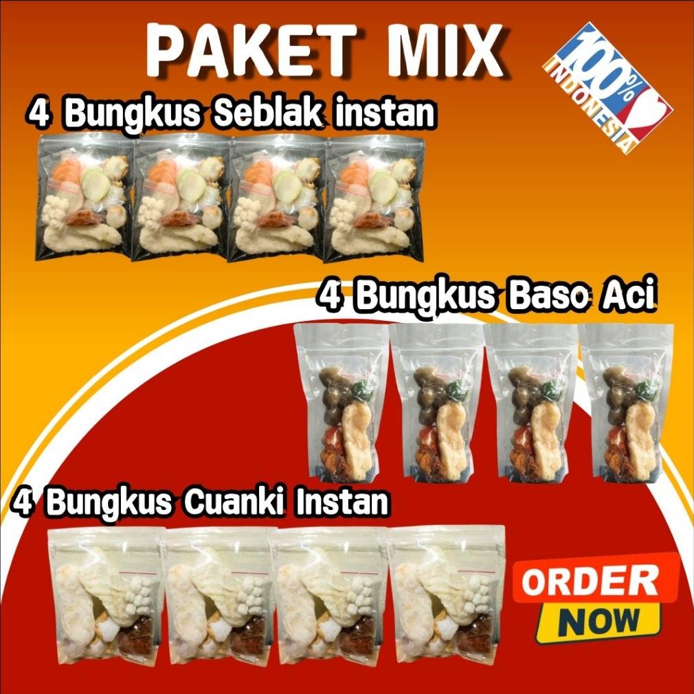 

TERLARIS Paket Mix 12 Bungkus Baso Aci 4 Cuanki 4 Seblak 4 Murah Hemat Siap kirim