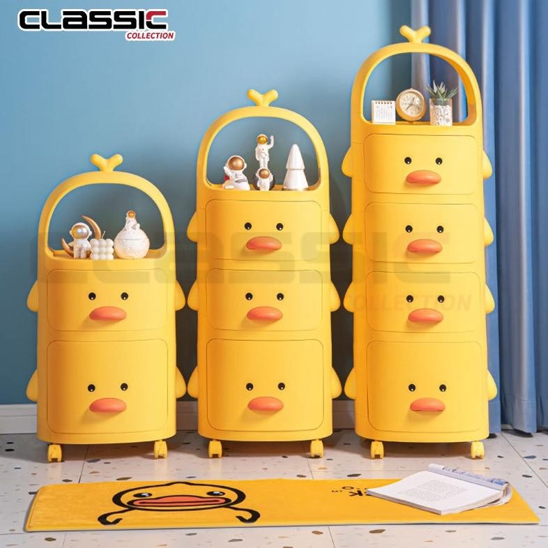 Loker Lemari Plastik Duck Bebek Rak Serbaguna Rak Mainan Rak Baju Anak/Kabinet Laci Plastik/Laci Pla