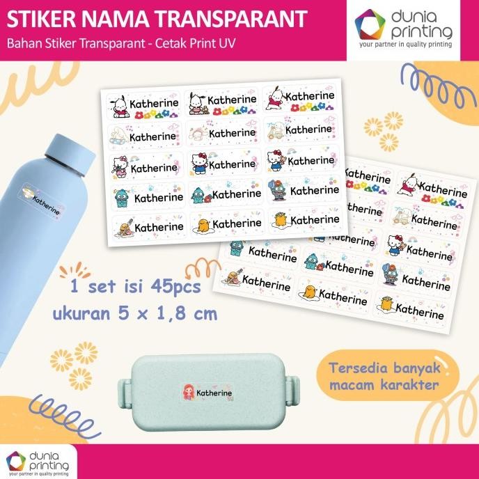 

ready Isi 45Pcs Stiker Nama Transparant Bening Anti Air Buku Pelajaran Sekolah Botol Minum Alat Tulis murah