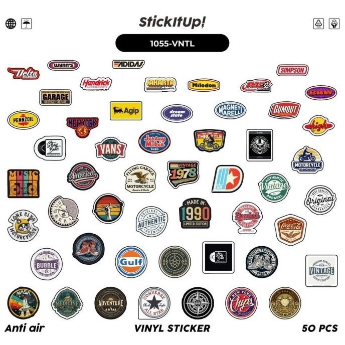 

ready 100 Pcs Stiker Vintage Logo Lucu Anti Air Untuk Dekorasi Notebook Sepeda Skateboard Handphone DIY murah