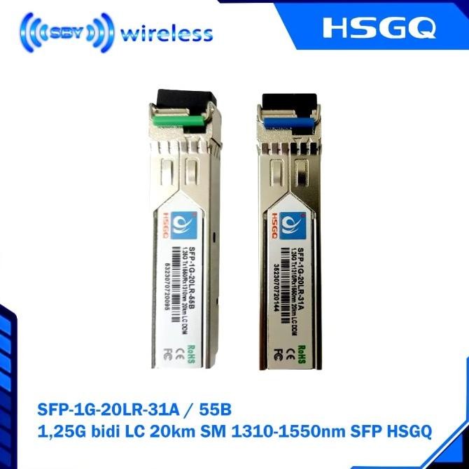 NEW ( Sepasang ) HSGQ SFP-1G-20LR-31A / 55B 1,25G bidi LC 20km