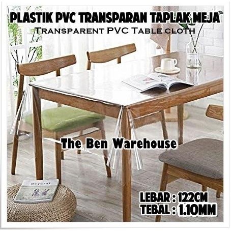 Ready Plastik Mika Bening Transparan Taplak Meja Meteran Tebal 1mm 2mm 3mm