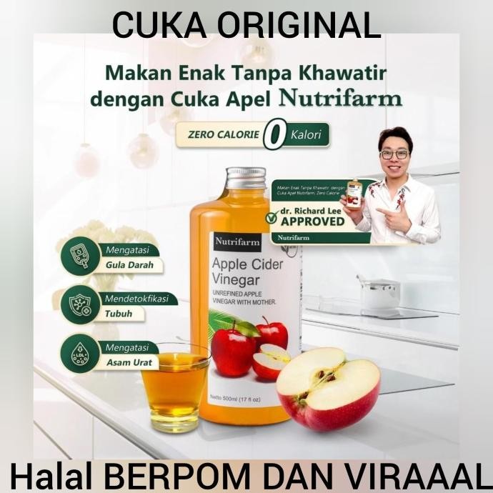 

STOK TERBATAS CUKA APEL ORIGINAL ORGANIK 500ML / APPLE CIDER VINEGAR WITH MOTHER/ CUKA SARI APEL / BRAGG NUTRIFARM OFFICIAL DEHEALTH