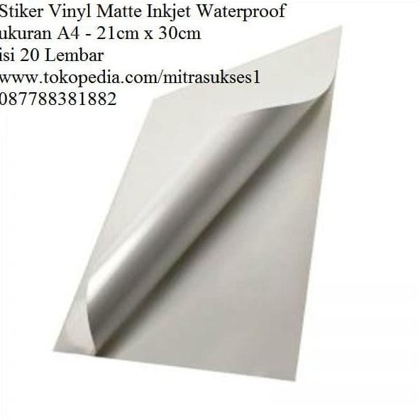 

ready Stiker Vinyl Matte Inkjet Waterproof A4 murah
