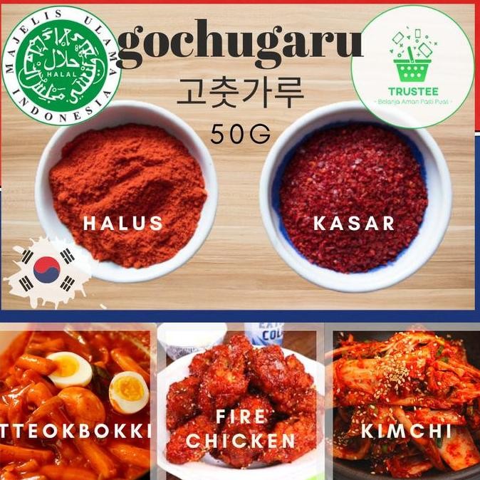 

Gochugaru HALAL MUI / Bubuk Cabe Red Pepper Powder Korea 50gr