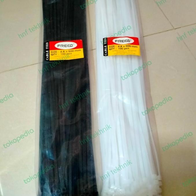 

tyS kabel Ties 50cm hitam putih tali Tie 4,8mm x 500mm 1 bungkus