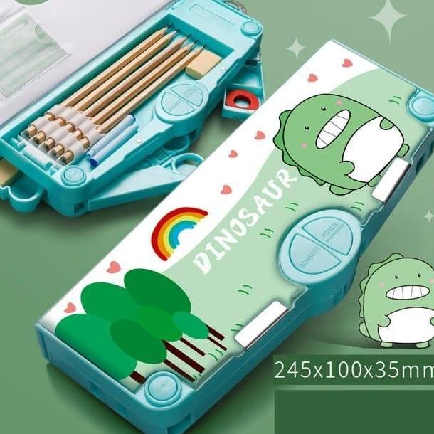 

tyS Kotak Pensil Anak Sekolah Mekanik Multifungsi Serbaguna Fullset Penggaris Gunting Original
