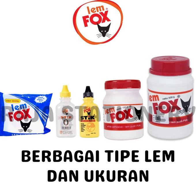 

ready Lem Fox Putih Transparent 60gr 150gr Botol Stik Stick PVAC Kayu Kertas murah