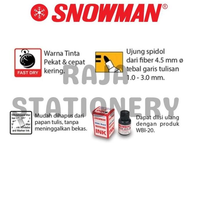 

tyS SNOWMAN WHITEBOARD MARKER BLACK BLUE RED BG-12 SPIDOL PAPAN TULIS HITAM BIRU MERAH BG-12 LUSIN BOX [12PCS]