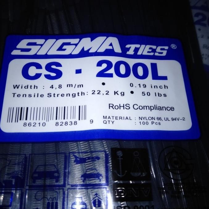 

tyS KABEL TIES SIGMA CS 200L LEBAR 4,8MM WARNA HITAM