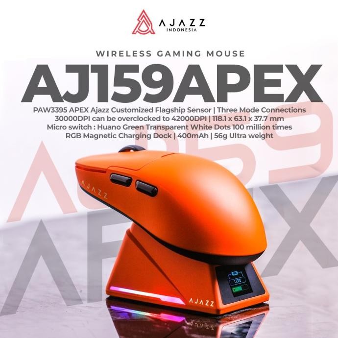 AJAZZ AJ159 APEX Wireless Gaming Mouse with Magnetic Screen Charging Dock