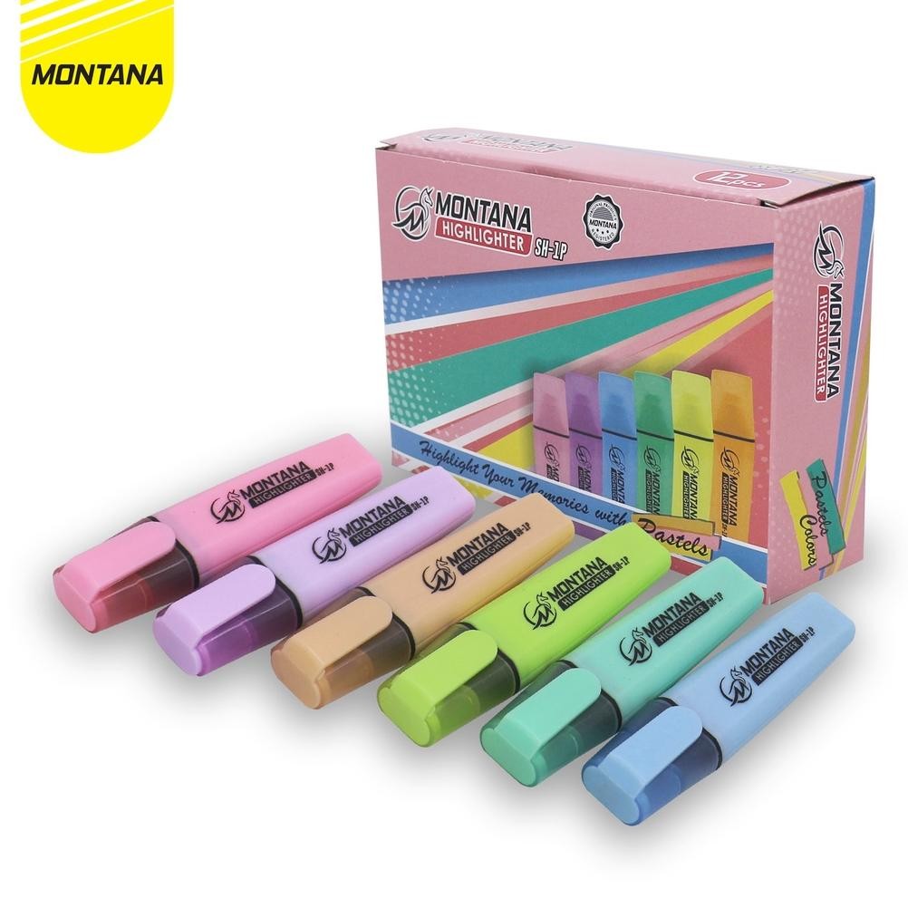 

MONTANA Highlighter Stabilo 104 x 28 x 17 mm Color Marker Penanda Berwarna SH-1P Box murah