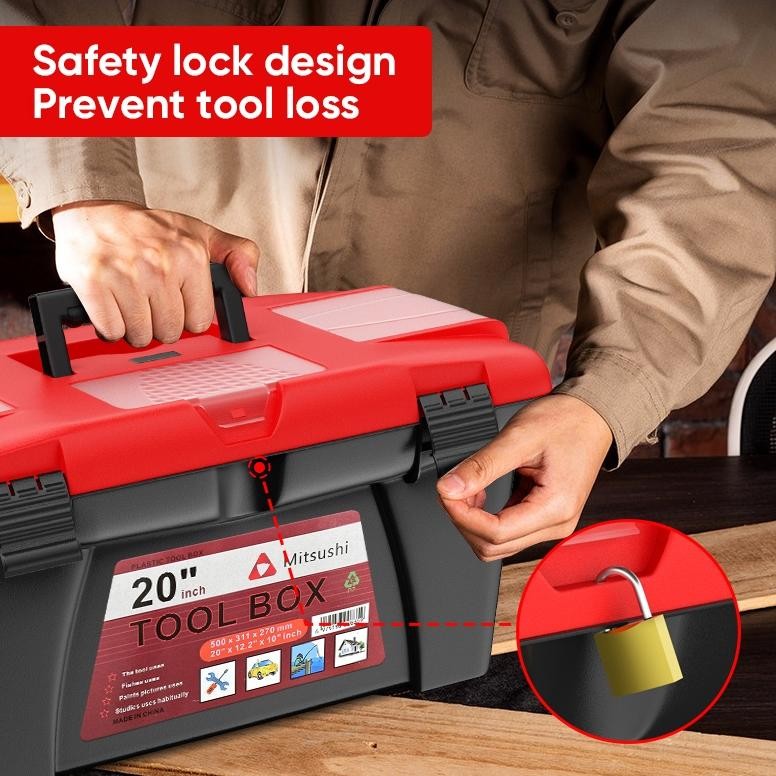 ready  Mitsushi Tool Box Kuat / Kotak Perkakas Ukuran Kecil Sedang Besar 11-20'' Kotak Alat Plastik 