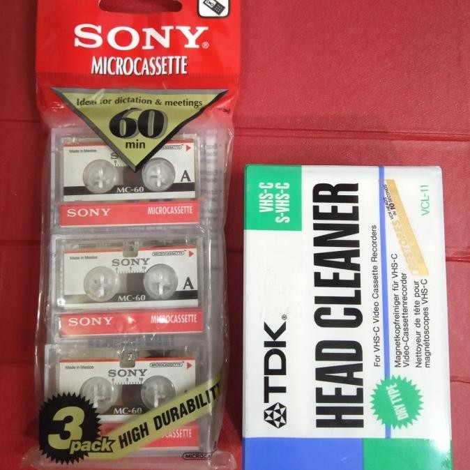 SONY MC 60 MC60 HEAD CLEANER VHS-C S-VHS-C TDK VCL-11 pembersih head