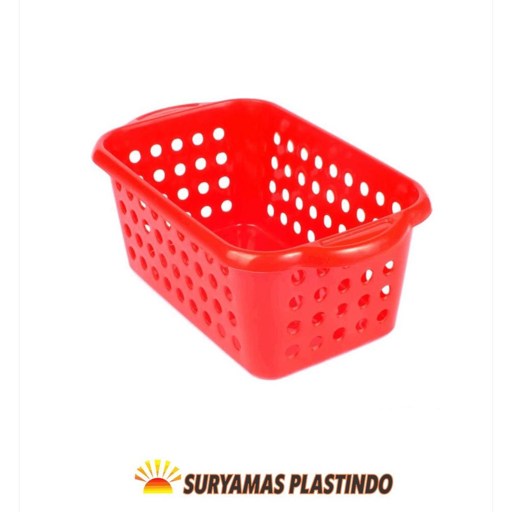 Keranjang Buah Sayur Plastik Persegi Kecil Serbaguna A2 Harga Grosir