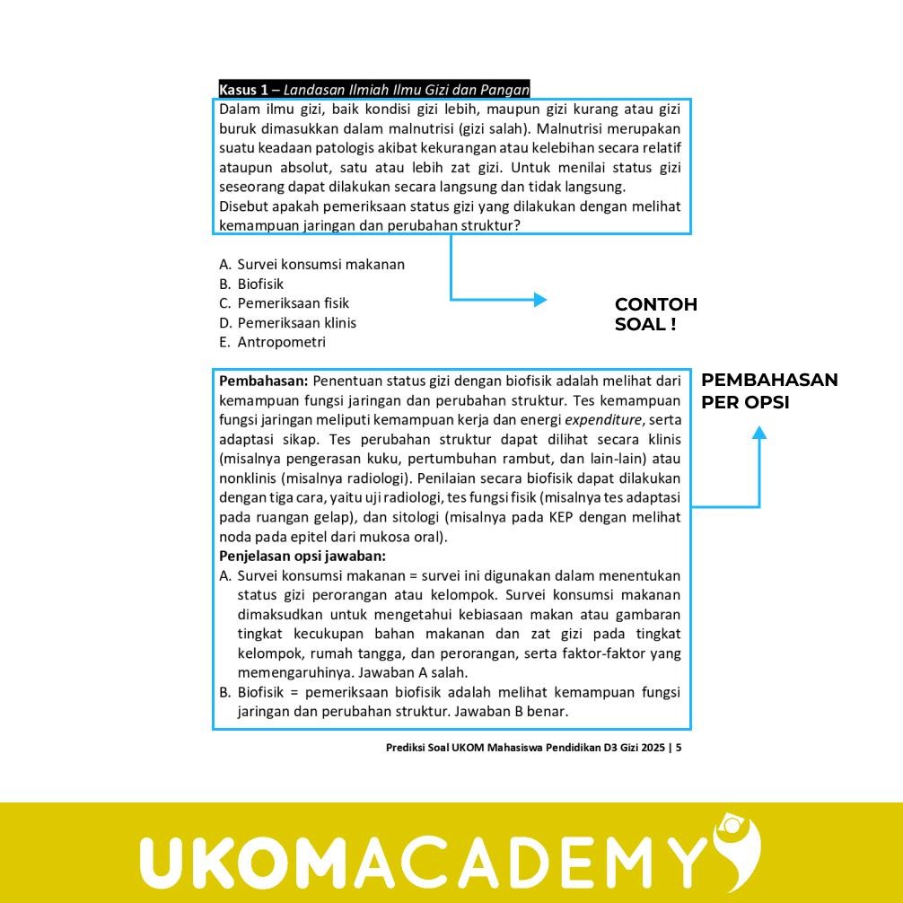 UKOM Academy Buku Prediksi Soal UKOM D3 Gizi murah